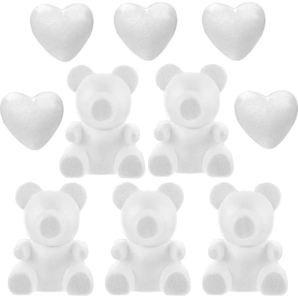 VALICLUD Pack of 10 Polystyrene Foam Heart Bear Moulds for Craft Craft Pink Bear Arrangements Floral Wedding Valentine's Day