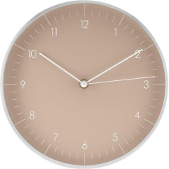 LUUK LIFESTYLE Modern Quartz Wall Clock in Scandinavian Design with Silent Movement, Second Hand and Arabic Numerals in Beige and Silver