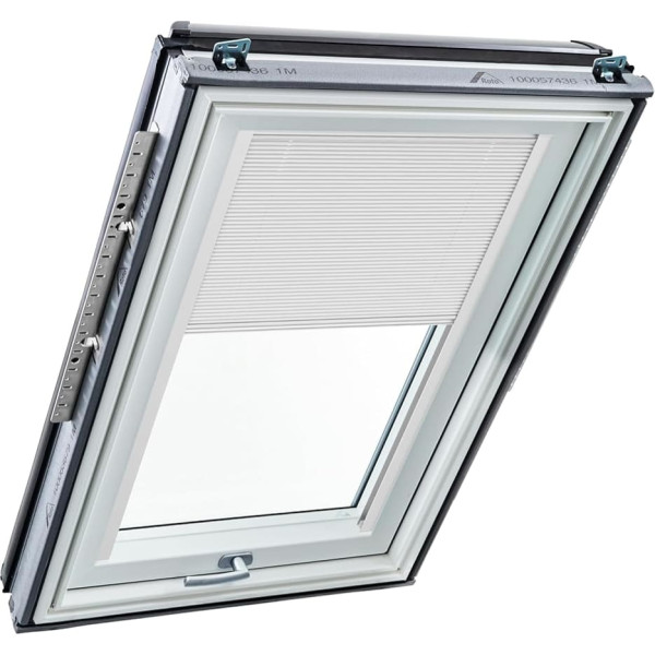 Original Roto ZFA Folding Blind for Roto Roof Windows, Guide Rail, White, Pleated Blind for Designo R6/R8, i8 and Classic K 64/84 Roof Windows, Size 054/098, 05/09, Fabric Colour White