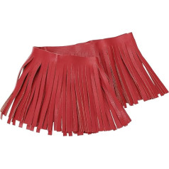 QUARKZMAN 2 Yards PU Leder Fransenbesatz 4 Inch(10cm) Breit Doppelseitiger Leder Näh Fransenbesatz Band Für DIY Basteln Nähen Kleidung Handtasche Verzierung Dekoration Rot
