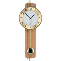 AMS 5266 / 18 Pendulum Clock with Radio Pendulum / Veneer Wooden Back Wall / Brass Bars AMS