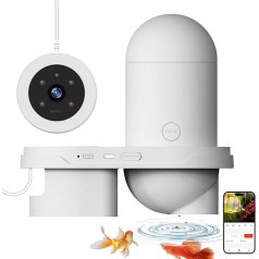Smart Automatic Aquarium Fish Feeder with 2.5K Camera, App Control via WiFi/WLAN Large, 230 ml Large Capacity Fish Food Feeder, Moisture-proof Holiday Feeder