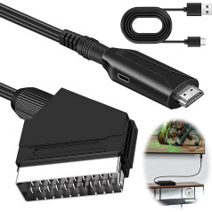 HDMI zu Scart Video Konverter, 1080P HD Adapter mit Kabeln, NTSC/PAL-Unterstützung
