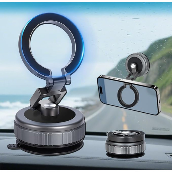 DIGI4U Magnetischer Handyhalter, 360° 4-Achsen, verstellbare Saugnapfhalterung für iPhone 16/15/14/13/12 & Samsung, magnetischer Telefonständer für Wand, Spiegel, Badezimmer und Auto
