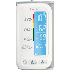 Terraillon Connected Arm Blood Pressure Monitor, For smartphone/tablet, Monitor blood pressure and heart rate, 2 users, 60 memories, Bluetooth Smart, TensioSmart, White