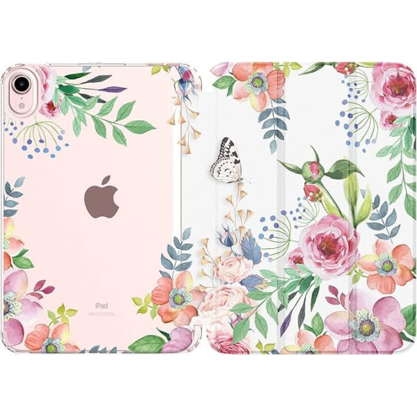 MoKo Case Compatible with iPad Mini (A17 Pro) 2024, iPad Mini 6th Generation Case 2021 (8.3 Inch), Soft TPU Translucent Back Cover Slim Case for iPad Mini 7/6 Gen, Scented Flower