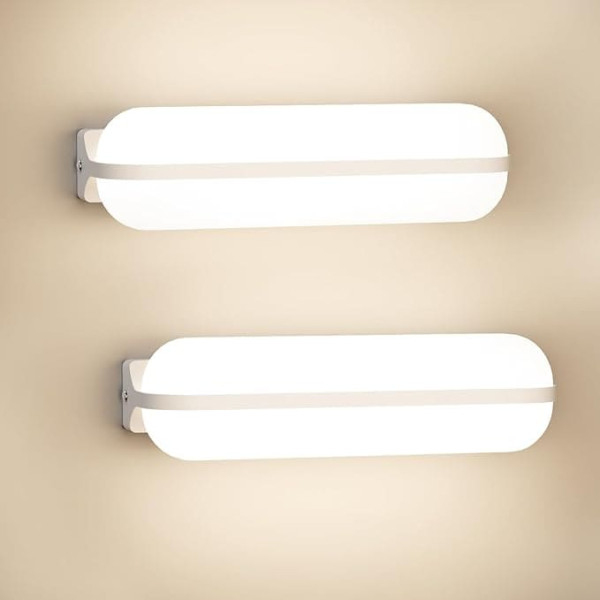 LED Wall Light Indoor/Outdoor White - Pack of 2, 20 W 2000 LM Modern Wall Lamp Up and Down Lighting, 4000 K IP65 Wet Room Light Outdoor Lamp Wall Cellar Lamp LED Lamps for Hallway Basement