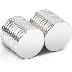 Pack of 20 Magnets Strong 20 x 2 mm Neodymium Magnets Extra Strong Neodymium Magnet Large Strong Magnets Flat Round Magnets for Magnetic Board, Whiteboard, Fridge, Crafts, Kitchen, Office