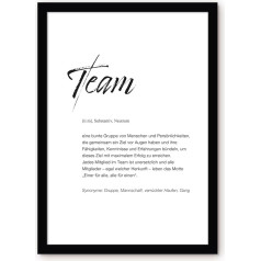 OHM® Posters & Art Prints - Team - Gift for Colleagues Work Office - DIN A4 Wall Picture with Picture Frame