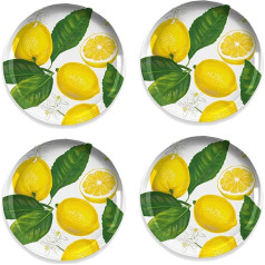 Lemon Fresh Melamine Plastic BBQ Outdoor Side Dish Salad Plate Set (4)