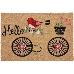 Relaxdays Coconut Doormat, Lettering & Bicycle Motif, Door Mat Indoor & Outdoor, Coconut Mat, 40 x 60 cm, Door Mat, Colourful