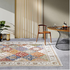 Villeroy & Boch Pierre Indoor & Outdoor Rug Oriental - Oriental Flat Weave, Oriental Design Classic, Oeko-Tex Weatherproof & UV-Resistant for Balcony, Patio, Garden - Cream Colourful, 200 x 285 cm