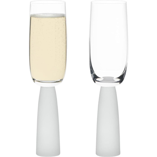 Oslo Frosted Champagne Flutes - Handmade Glassware - Champagne Flutes - New Home Gifts - Set of 2