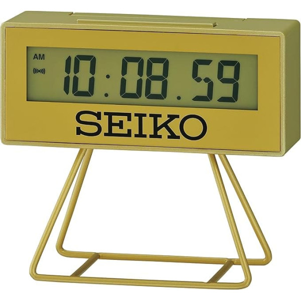 Seiko QHL062G Digital Alarm Clock with Quartz Movement and Beep Alarm, Gold Plastic Case, Dimensions: 4.5 x 10.5 x 2.9 cm