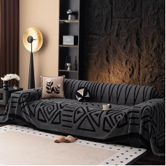 Throw Blanket for Couch, Boho Sofa Throw Blankets, Boho Sofa Slipcovers, Chenille Couch Cover, Blanket for Lounger, Geometric Sofa Cover (1 Piece, Dark Grey, 180 x 205 cm, Lounger)