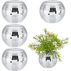 UNICRAFTALE Disco Ball Vase 102 x 82 mm Glass Mirror Disco Ball Planter Disco Balls Candle Holder Silver Table Decoration Disco Balls Decoration for Bedroom Living Room Dining Table Wedding Party Pack