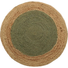 Atout Ciel Natural and Khaki Jute Braided Round Rug 120cm Two Tone