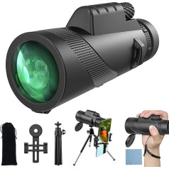 Monocular Telescope, 12 x 50 Monocular with BAK4 Prism and FMC Lens, with Smartphone Holder Tripod, Monocular Compact for Concerts, Sports Events, Wildlife, Camping (Schwarzpro)