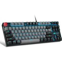 MageGee 75% Mechanical Gaming Keyboard with Blue Switch, LED Keyboard with Blue Backlight, Compact TKL Wired Computer Keyboard for Windows, Laptop, PC Gamer, Grey/Black