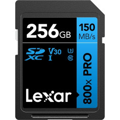 Lexar High Performance 800x PRO SD Card 256GB Memory Card SDXC UHS-I Up to 150MB/s Read, 45MB/s Write, V30/U3/C10 SD for Point-and-Shoot Cameras/DSLR Cameras/Mid-Range HD Camcorders