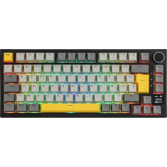 MechLands AK820 PRO 75% Mechanical Keyboard, ISO Layout, 3 Modes Wireless Keyboard with TFT Screen & Creamy Sealing Structure, Hot-Swappable, RGB, NKRO for Win/Mac (AZERTY)