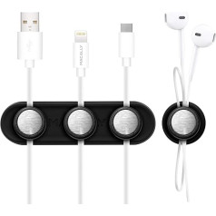 Macally CABLEHOLDMAG Magnetic Cable Holder, Black