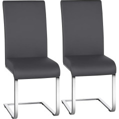 Yaheetech Set of 2 Dining Room Chairs, Rocking Chairs, Cantilever Chairs, 135 kg Load Capacity, Dark Grey, Faux Leather
