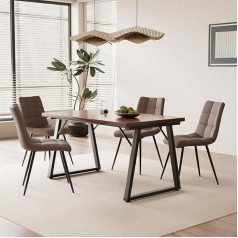 5-Piece Dining Room Set - Modern Dining Table (140 x 80 cm) with 4 Upholstered Chairs, Metal & MDF, Elegant Velvet or Faux Leather Cover, Stylish & Durable