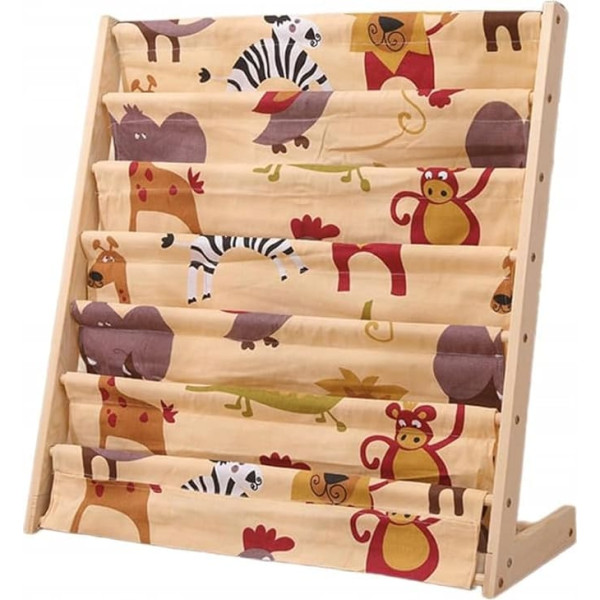 Bookcase for Children - Organiser - 6 Fabric Compartments Wood - Children's Bookcase Books Colouring Books - 80 x 58 x 30 cm