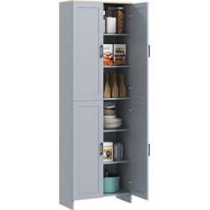 HOMCOM Kitchen Cabinet Kitchen Buffet Crockery Cabinet Modern Style Multi-Storage Furniture with 4 Doors and Adjustable Shelves, 60 x 30 x 170.5 cm, Grey