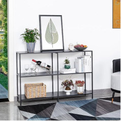 HDANI Metal Console Table with 3 Shelves, Sofa Table, Narrow Console Table, Modern Style, Suitable for Entrance Area, Living Room, Bedroom (Black, 120 x 30 x 80 cm)