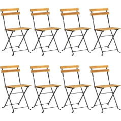 vidaXL Folding Garden Chairs 8 Pieces Steel and Solid Wood Acacia Chair, Outdoor Chair, Garden Furniture, Dining Chair, Patio Chair, Outdoor Furniture
