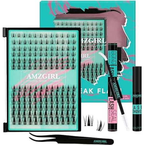 Manga Lash Extension Set, 144 Pieces, Eyelash Extensions Set, Fairy Eyelash Extensions, Cluster Lashes with Eyelash Binding and Seal, Eyelash Remover, Eyelash Applicators (8-16 mm Kit, White Bond)