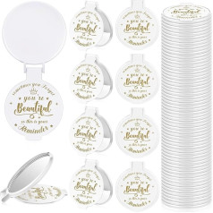 Inspirational Compact Mirror Round Makeup Glass Mirror Personal Purse Pocket Mini Mirror Gifts for Women Girls Coworkers Teachers Graduations Friends 3.1 Inch White