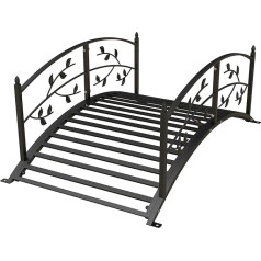 Outsunny Garden Bridge - Basin Bridge - Garden Decoration Dimensions: 119 x 67 x 47 cm (L x W x H) with railing Vine motif, steel, black