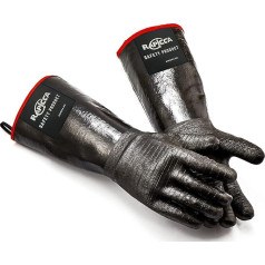 Rapicca Griller for Barbecue/BBQ/Smoker/Turkey/Oven Mitt Insulated Heat Resistant Cooking & Baking, Frying, Waterproof with Textured Palms, Black
