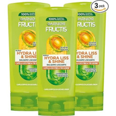 Garnier Fructis Hydra Liss and Shine Smoothing Conditioner for Frizzy Hair Softens and Gives Shine Vegan Formula No Silicone with Argan Oil and Vegetable Keratin - 3 Bottles of 200 ml