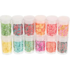 KICHOUSE Fruchtscheiben Polymerclay Nageldekorationen 12 Schachteln Selbstgemacht Nailart Zubehör für Frauen und Mädchen Bastelarbeiten und Handydeko