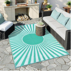 Wonnitar Outdoor-Teppich, 15,2 x 22,9 cm, wasserdicht, tragbar, für Camping, Wohnmobil, wendbar, groß, Kunststoff, Stroh, Terrassen, Außenteppich für Deck, Picknick, Balkon, Hinterhof (Blaugrün, 1,8 x