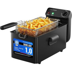 ProfiCook Fryer with Grease | 130-190°C | Fryer with Oil | 2000W | 3L | Dishwasher Safe Parts | Splash Guard Lid | Cold Zone Fryer | Completely Dismountable | PC FR 1325