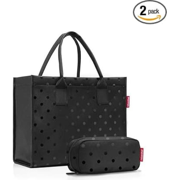 reisenthel Daily Shopper Set Glossy Dots Black - Our Gift Set of Daily Shopper and Multicase - The Perfect Gift for the Holidays