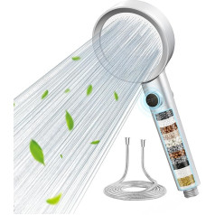 FEELSO Shower Head with Filter Against Chlorine and Heavy Metal for Hard Water, Shower Head with Hose 1.5 m and 110 mm Large Shower Head Comes Gentle Water without Tingling Silver