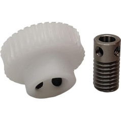 Pinion Gear 1 Piece 0.8 Module 1 to 34 Gear Worm Gear Set, 0.8 m, 35 Teeth, POM Worm Gear with 6 mm Bore, Turbine Rod Drive Mechanism (12 mm Bore)