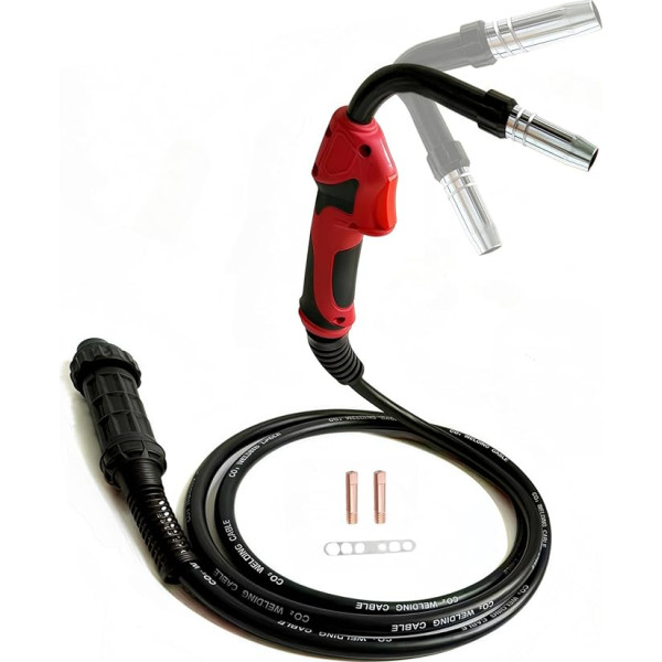 Biegsamer Brennerhals MB15 MIG/MAG Schweißbrenner 15AK mit 3m Kabel & Euro-Zentralanschluss, Flexibler Ersatzbrenner für enge Stellen