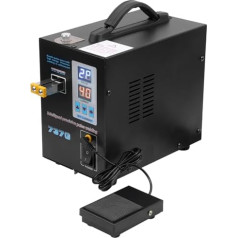 Pulse Point Welder, Two Welding Modes, LED Lighting, Foot Switch, Welding Current Pressure Settings, Aluminium Alloy, Black (EU Plug 220)