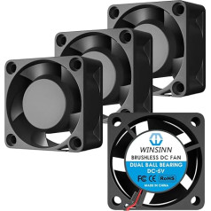 WINSINN 40 mm 5 V Fan - Dual Ball Bearing 7000 RPM 4020 Quiet Cooling Fan for 3D Printer/DVR/Small Electronics, 30 cm Cable with XH2.54-2PIN, Brushless 40 x 20 mm (Pack of 4)