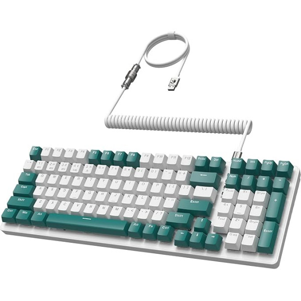MAMBASANKE K6 Pro 96% 3 Modes Mechanical Gaming Keyboard Hot Swap 4000mAh 2.4GHz / Bluetooth 5.0 / Wired Keyboard with Spiral USB Cable Type-C 9 RGB Blue Switch Green