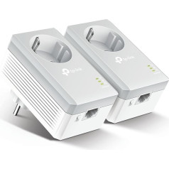 TP-Link TL-PA4010P KIT 600Mbps 2-Ports Pass-Through Powerline Adapter Set (2x10 / 100Mbps Ethernet Port, Plug & Play, Energy Saving, Compatible with All Major Powerline Adapters) White