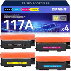 ZIPRINT 117A Compatible with HP 117A Toner Set for Toner HP Color Laser MFP 178nwg 178nw MFP 179fwg 179fnw 150nw 150a W2070A W2071A W2072A W2073A Toner (Black Cyan Yellow Magenta, Pack of 4)