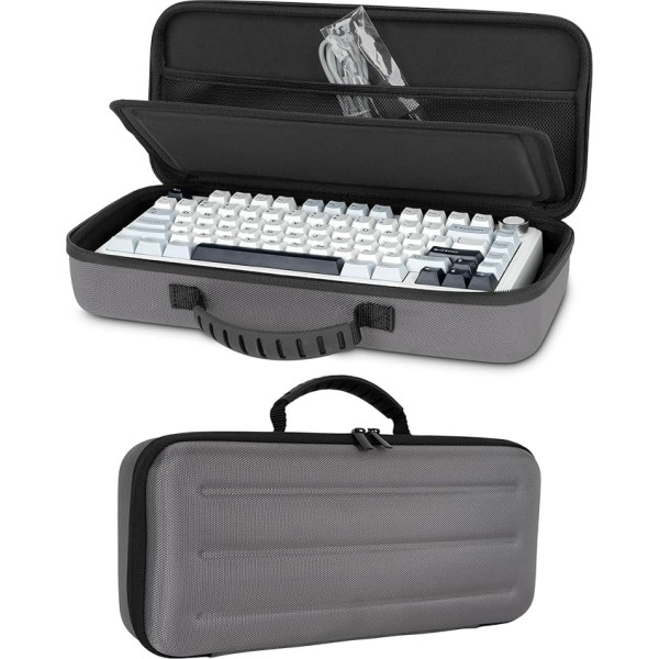 XINGFUDAO Waterproof Protective Case for 75% Gaming Keyboards and Accessories Compatible with Aula F75 Grey M